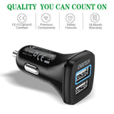 CHOETECH C0051 Quick Charge 3.0 Tech 30W Car Charger - Rear View