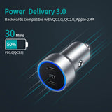 CHOETECH C0054-SL Dual Port PD 40W USB-C Car Charger Adapter Silver - Front View