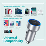 CHOETECH C0054-SL Dual Port PD 40W USB-C Car Charger Adapter Silver - Side View