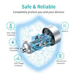 CHOETECH C0054-SL Dual Port PD 40W USB-C Car Charger Adapter Silver - 45-Degree Angle
