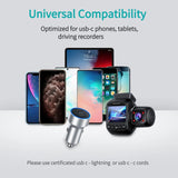 CHOETECH C0054-SL Dual Port PD 40W USB-C Car Charger Adapter Silver - Close-Up Angle
