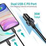 CHOETECH C0054 2-Port 40W USB-C Car Charger Adapter - Top-Down View