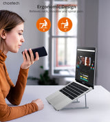 CHOETECH H055-GY Aluminum Foldable Laptop Stand - Side View