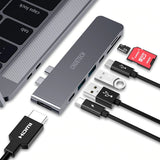 CHOETECH HUB-M14 USB-C  7 in 1 Expand Docking Station Hub for MacBook Pro - Rear View