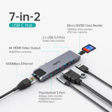 CHOETECH HUB-M24 7-in-2 MacBook Pro/Air USB Adapter USB-C Hub - Side View