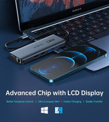 CHOETECH 12-in-1 USB-C Multiport Hub with Triple Display and 100W PD Charging - Side View