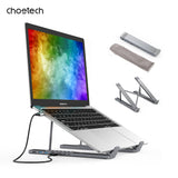 CHOETECH M48 7-in-1 USB-C Hub with Foldable Laptop Stand - HDMI 4K, Dual USB-A, SD/TF Card Reader, and PD Charging - Side View