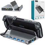 CHOETECH HUB-M50 6-in-1 USB-C 100W Aluminum Steam Deck Docking Station - Side View