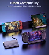 CHOETECH HUB-M50 6-in-1 USB-C 100W Aluminum Steam Deck Docking Station - Rear View