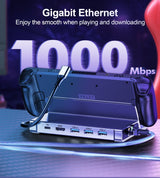 CHOETECH HUB-M50 6-in-1 USB-C 100W Aluminum Steam Deck Docking Station - Close-Up Angle