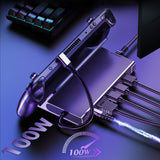 CHOETECH HUB-M50 6-in-1 USB-C 100W Aluminum Steam Deck Docking Station - Low Angle