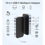 CHOETECH 15-in-1 USB-C Docking Station for Laptops with Multiport Adapter - Side View