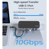 CHOETECH 15-in-1 USB-C Docking Station for Laptops with Multiport Adapter - Rear View