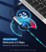 CHOETECH HUB-R02 USB-C to Gigabit Ethernet Adapter - Side View