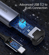 CHOETECH HUB-R02 USB-C to Gigabit Ethernet Adapter - Top-Down View