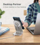 CHOETECH MIX00117SL Magasafe Fast Wireless Charger Stand Holder For iPhone 13/12 (H047+T517) - Close-Up Angle