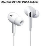 Choetech OC-A011 USB-C In-Ear Headphones 1.2m - White - Front View