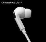 Choetech OC-A011 USB-C In-Ear Headphones 1.2m - White - Rear View