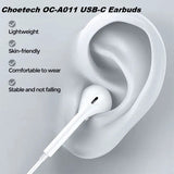 Choetech OC-A011 USB-C In-Ear Headphones 1.2m - White - Close-Up Angle