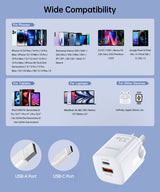 CHOETECH 33W Compact Dual Port Fast Charging Wall Adapter - Rear View