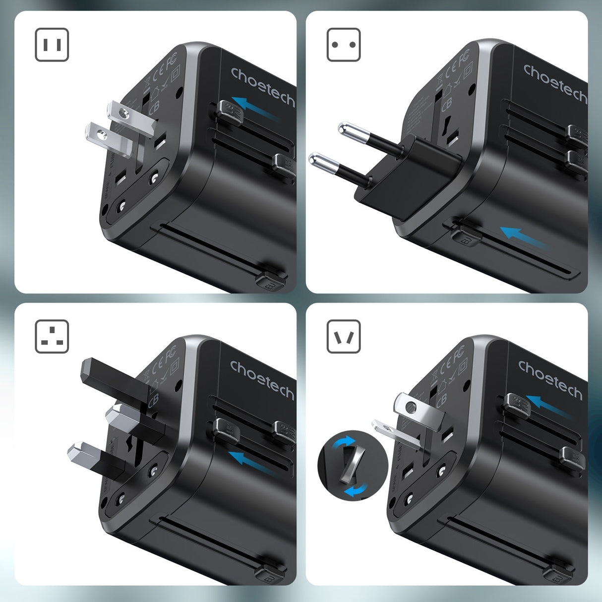 CHOETECH 30W GaN Fast Charger with Universal Travel Adapters