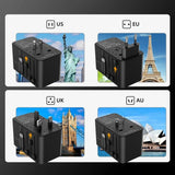 CHOETECH PD5020 35W EU/US/AUS/UK Travel Adapter with Built-in USB-C Cable - Black - Top-Down View