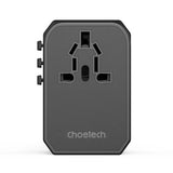 CHOETECH PD6045 GaN Tech 2C+2A 45W Travel Adapter with US EU UK AU Plugs Black - Side View