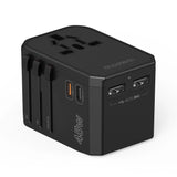 CHOETECH PD6045 GaN Tech 2C+2A 45W Travel Adapter with US EU UK AU Plugs Black - Top-Down View