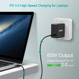 CHOETECH Q4004 60W PD 3.0 Type-C Fast Charging Foldable Adapter USB-C Charger - Side View