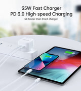 CHOETECH 35W Dual USB-C Power Delivery Charger for Travel - 45-Degree Angle