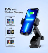 CHOETECH 15W Gravity Wireless Car Charger and Phone Holder - 45-Degree Angle
