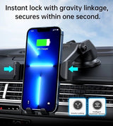 CHOETECH 15W Gravity Wireless Car Charger and Phone Holder - Low Angle