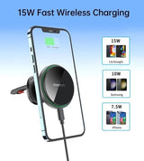 CHOETECH T204-F 15W Magnetic Car Phone Charger with LED Indicator and Aluminium Alloy Design - Front View