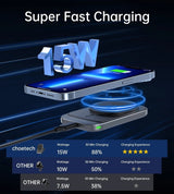 CHOETECH T206-F 15W Magnetic Car Mount Charger with 360-Degree Rotation - Side View