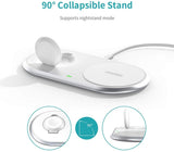 CHOETECH T317 2-in-1 Dual Wireless Charger Pad (MFI Certified) - Front View