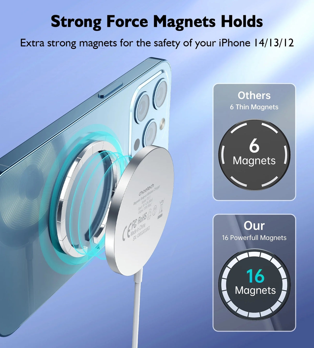 CHOETECH T518-F 15W Fast Magnetic Wireless Charger for iPhone 12/13/14 Series