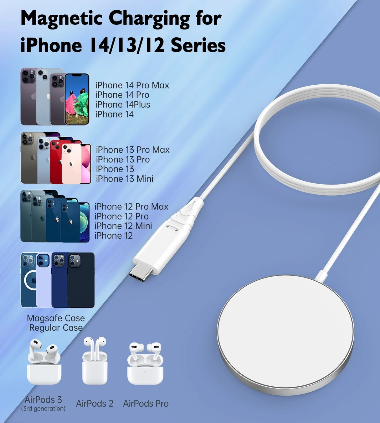 CHOETECH T518-F 15W Fast Magnetic Wireless Charger for iPhone 12/13/14 Series