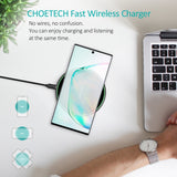 CHOETECH T559-F 15W Wireless Charging Pad with AC Adapter - Close-Up Angle