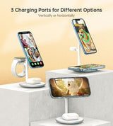 3-in-1 Magnetic Wireless Charging Dock for iPhone, Apple Watch, and AirPods - 45-Degree Angle