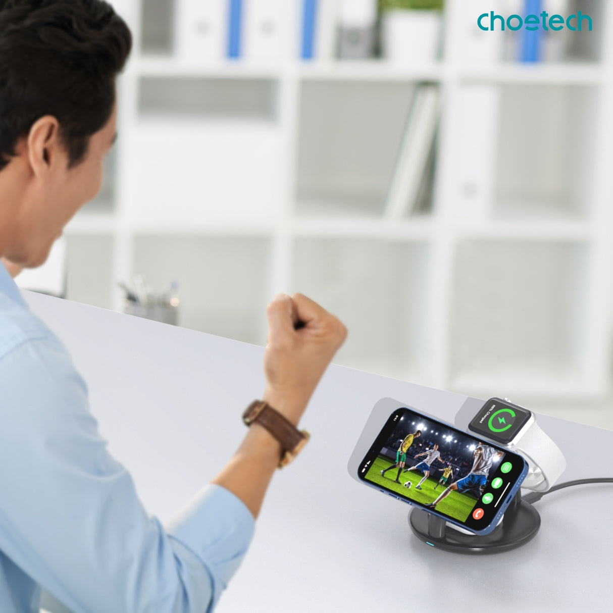 3-in-1 Magnetic Wireless Charger Station for iPhone, AirPods, and Apple Watch - CHOETECH T587-F