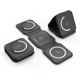 CHOETECH T588-F-BK 3-in-1 Foldable Fast Wireless Charging Station for iPhone, Watch, and AirPods