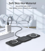 CHOETECH T588-F-BK 3-in-1 Foldable Fast Wireless Charging Station for iPhone, Watch, and AirPods