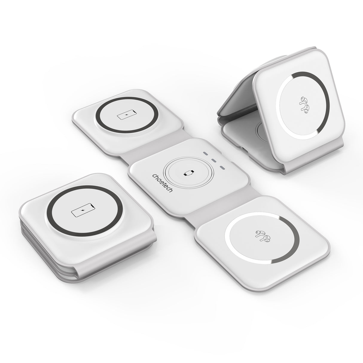 CHOETECH 3-in-1 Foldable Fast Wireless Charger for iPhone, Apple Watch, and AirPods