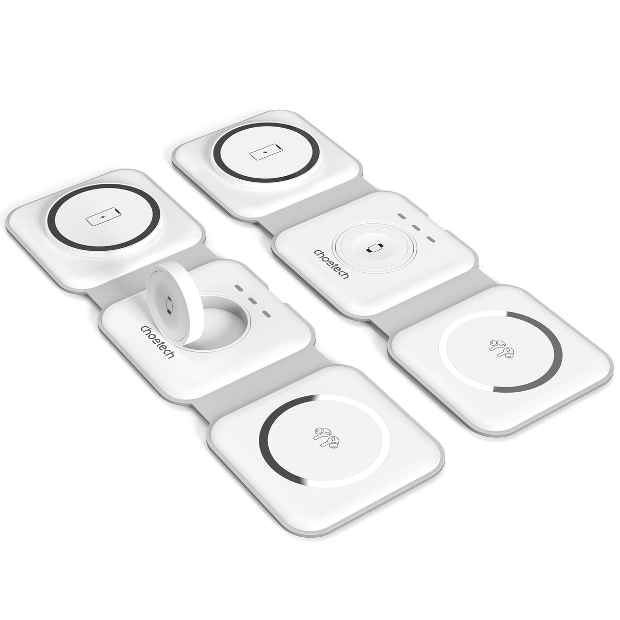 CHOETECH 3-in-1 Foldable Fast Wireless Charger for iPhone, Apple Watch, and AirPods
