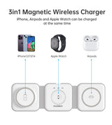 CHOETECH 3-in-1 Foldable Fast Wireless Charger for iPhone, Apple Watch, and AirPods - Top-Down View