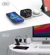 CHOETECH 3-in-1 Foldable Fast Wireless Charger for iPhone, Apple Watch, and AirPods - 45-Degree Angle