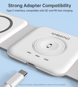 CHOETECH 3-in-1 Foldable Fast Wireless Charger for iPhone, Apple Watch, and AirPods