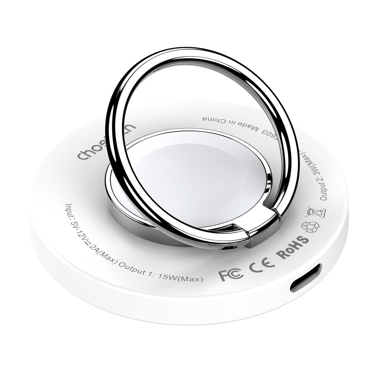 CHOETECH T603-F 2-in-1 Magnetic Wireless Charger with Ring Holder for iPhone, AirPods, and Apple Watch - 15W Fast Charging