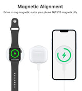 CHOETECH T603-F 2-in-1 Magnetic Wireless Charger with Ring Holder for iPhone, AirPods, and Apple Watch - 15W Fast Charging - Top-Down View