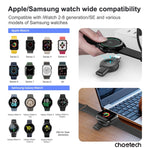CHOETECH T606-F USB-A +USB-C Magnetic Charger for Samsung & Apple Watch